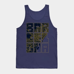 Barcelona, Spain City Map Typography - Gold Art Deco Tank Top